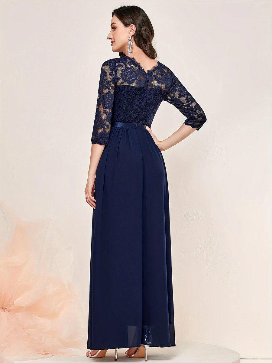 Women's 3/4-Sleeve A-Line Maxi Formal Dress