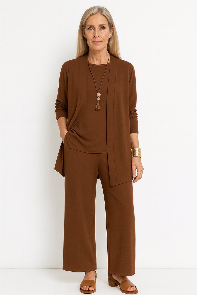 Women's 3-Piece Open-Front Longline Cardigan and Pants Set