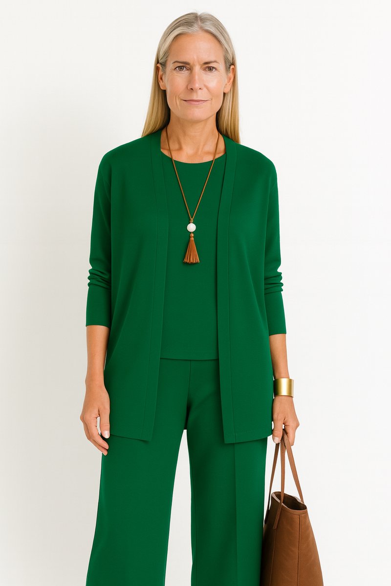 Women's 3-Piece Open-Front Longline Cardigan and Pants Set