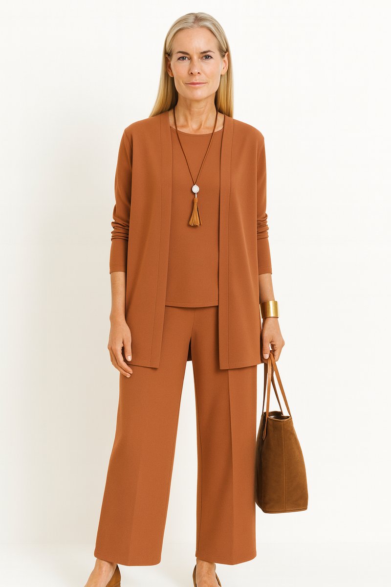 Women's 3-Piece Open-Front Longline Cardigan and Pants Set