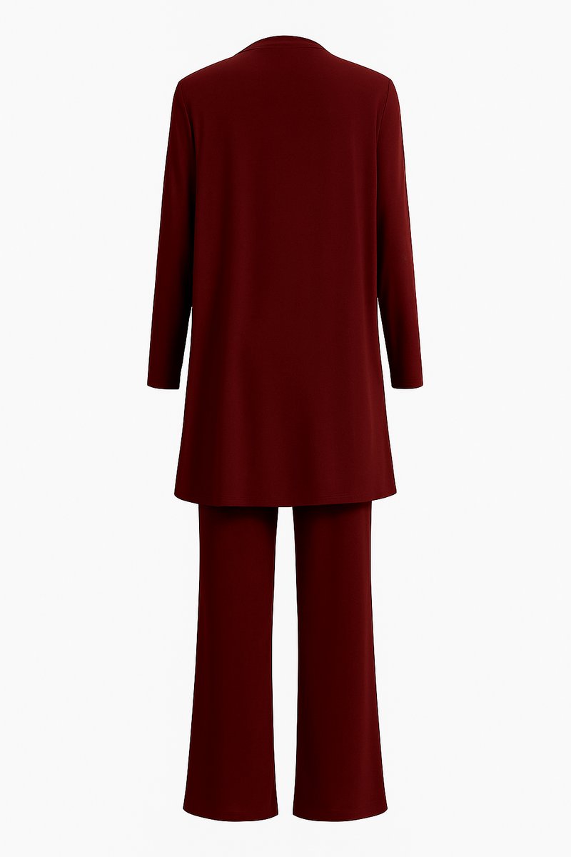 Women's 3-Piece Open-Front Longline Cardigan and Pants Set