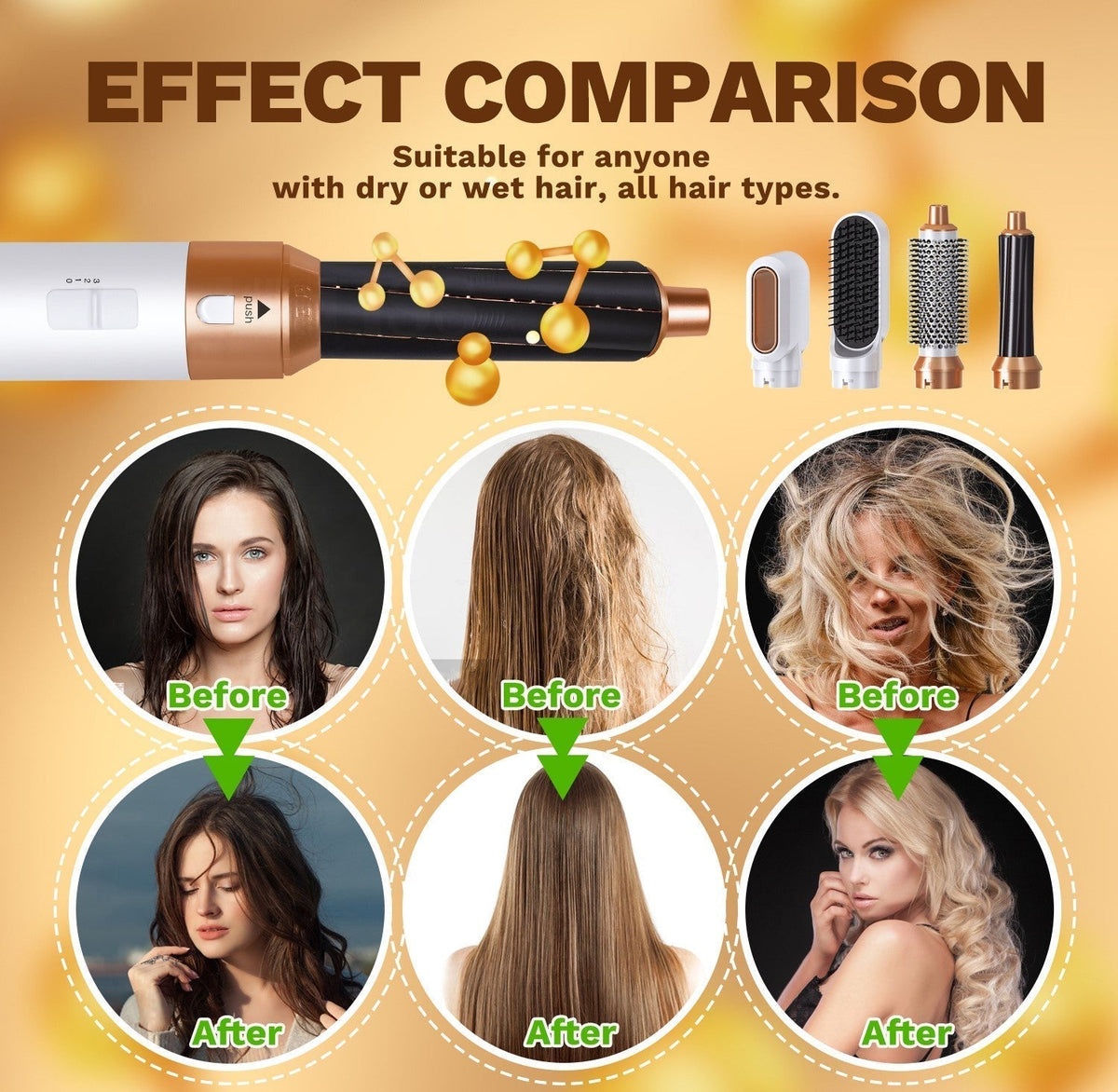 Women's 5-in-1 Hair Styler with Curling & Straightening Attachments