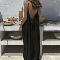 Women's Backless Loose Fit Long Lounge Dress