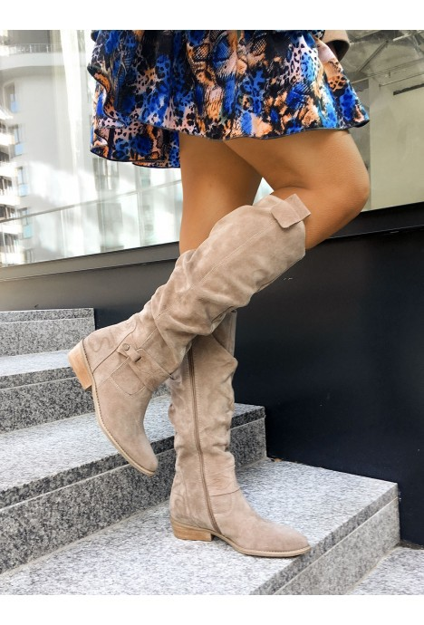 Women's Beige Knee-High Boots