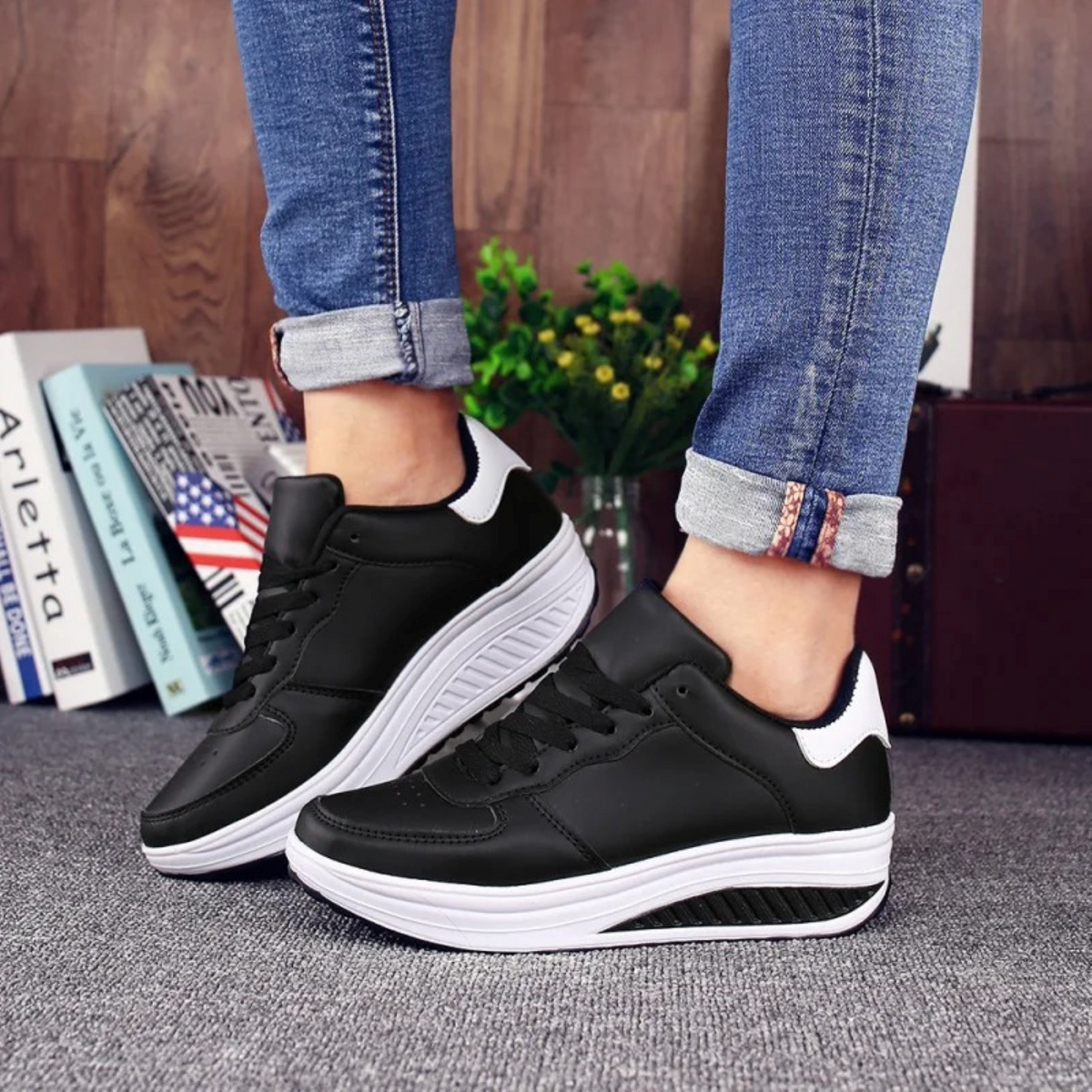 Women's Black Orthopedic Sneakers