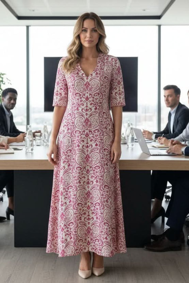 Women's Bohemian Floral Maxi Evening Gown with V-Neck and Adjustable Waist