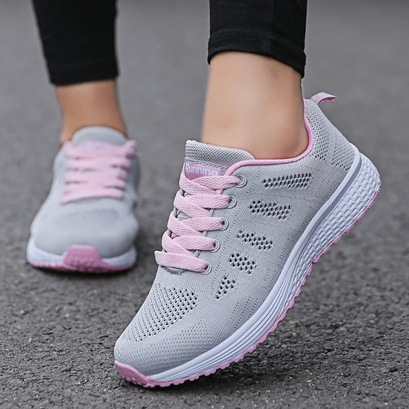 Women's Breathable Casual Sneakers with White Soles