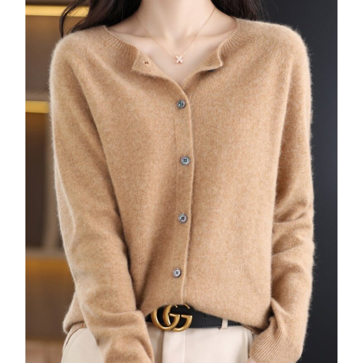 Women's Button-Front V-Neck Cardigan Sweater