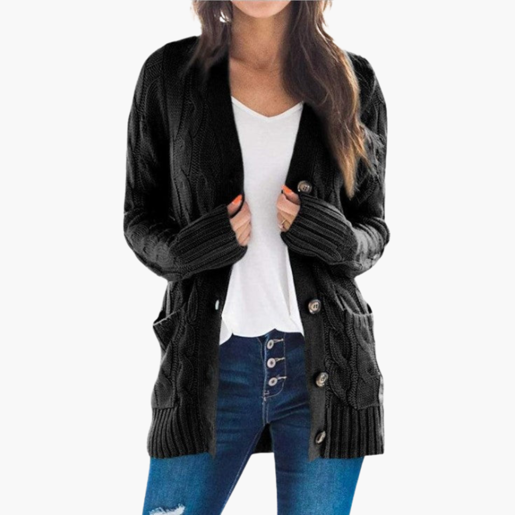 Women's Button-Up Cardigan with Pockets