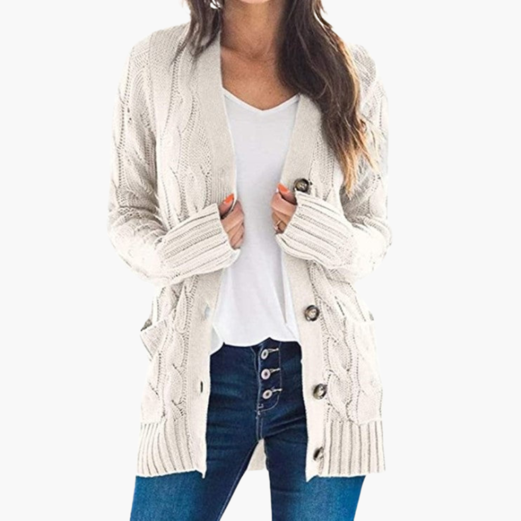 Women's Button-Up Cardigan with Pockets