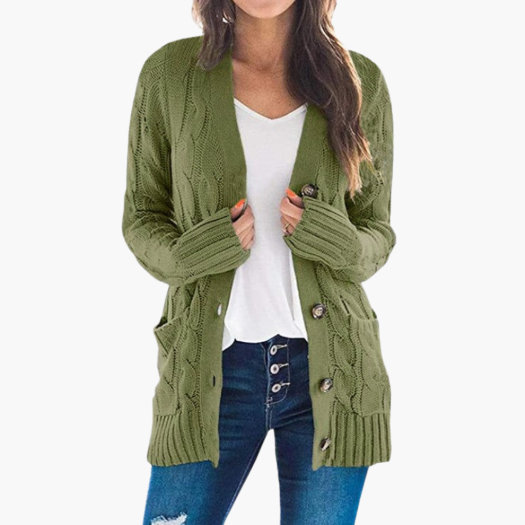 Women's Button-Up Cardigan with Pockets