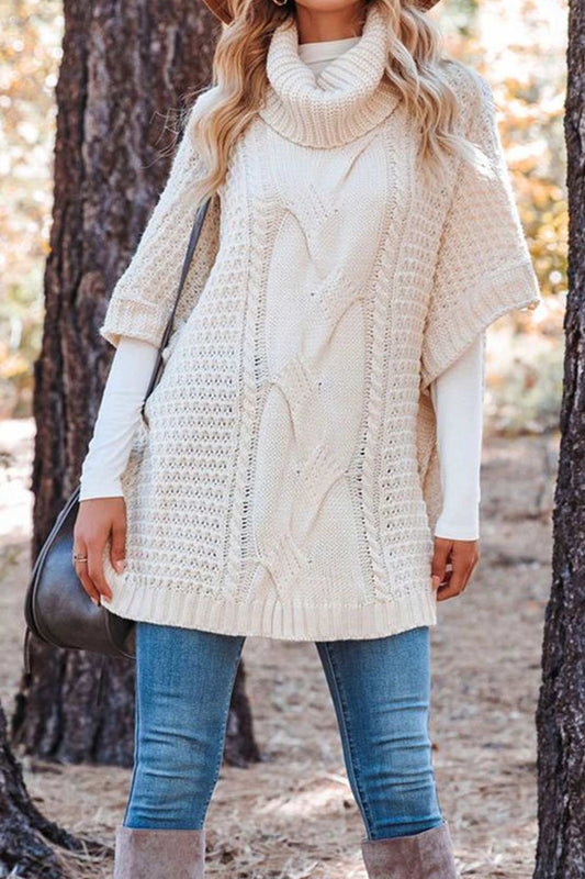 Women's Cable-Knit Sweater Poncho