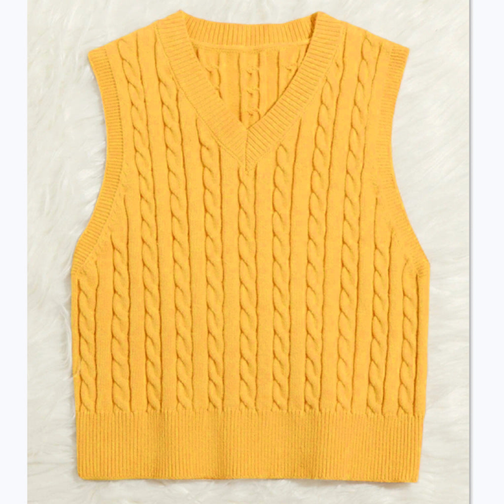 Women's Cable- V-Neck Sweater Vest