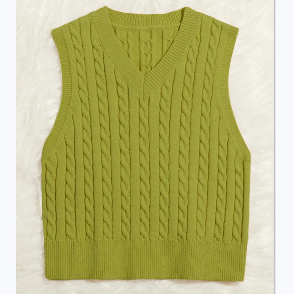 Women's Cable- V-Neck Sweater Vest