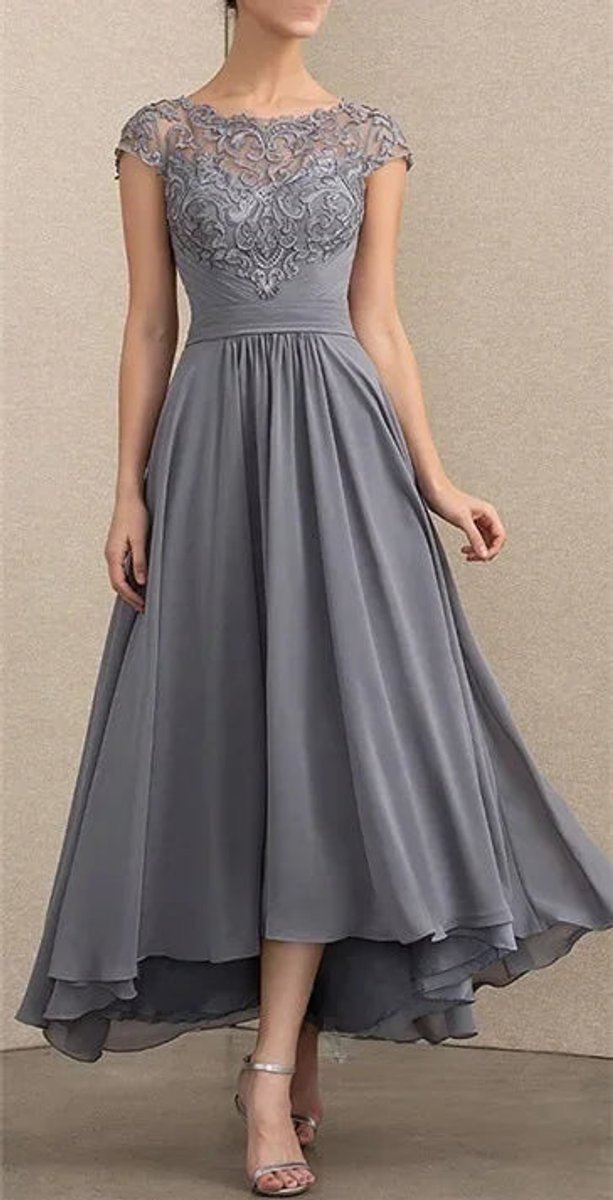 Women's Cap Sleeve A-Line Formal Maxi Gown