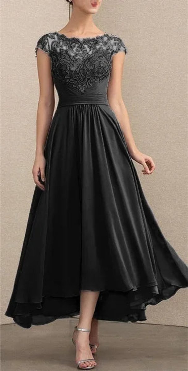 Women's Cap Sleeve A-Line Formal Maxi Gown