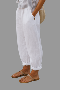 Women's Casual Solid Color Relaxed Fit Trousers with Pockets