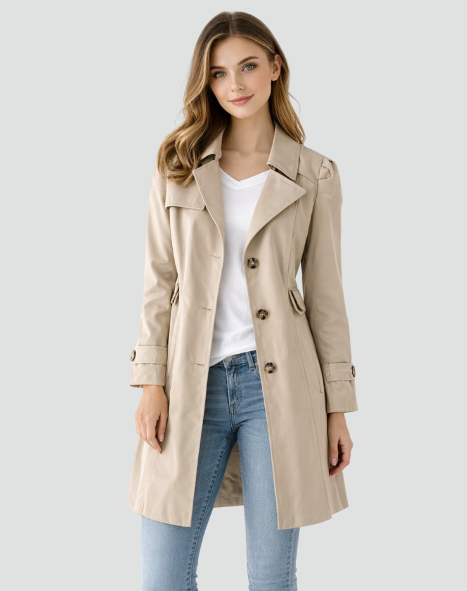 Women's Classic Double-Breasted Mid-Length Trench Coat