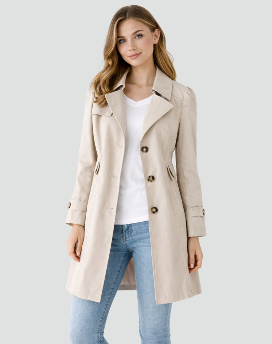 Women's Classic Double-Breasted Mid-Length Trench Coat