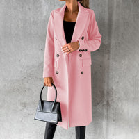 Women's Classic Long Coat with Buttons and Pockets