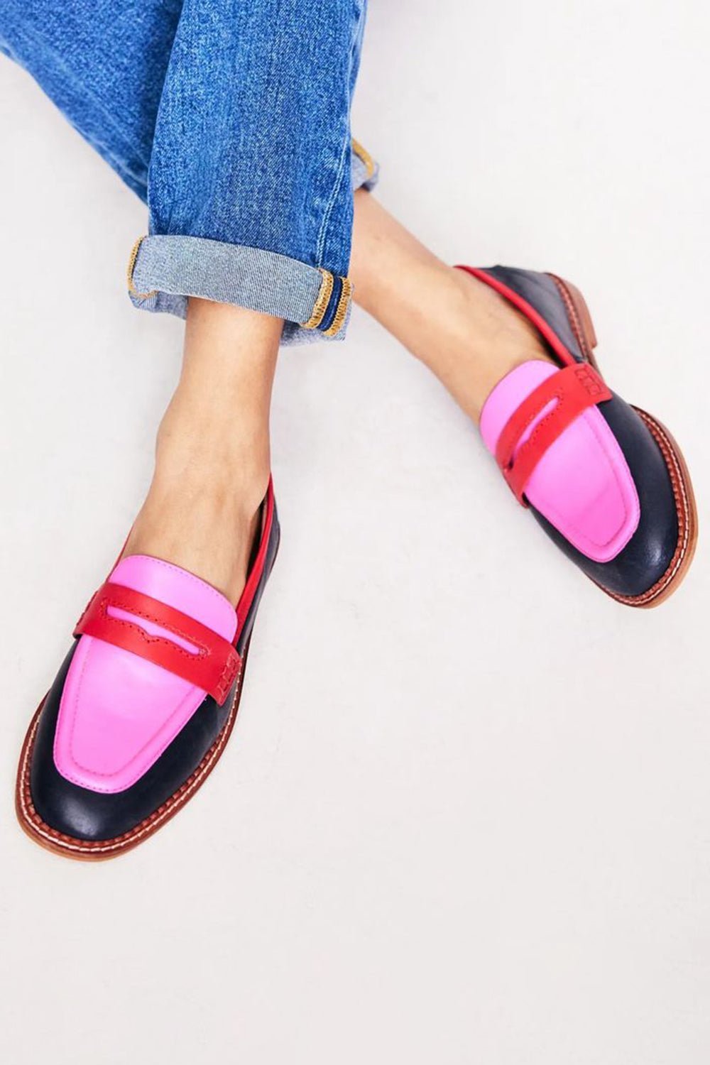 Women's Color-Block Slip-On Penny Loafers