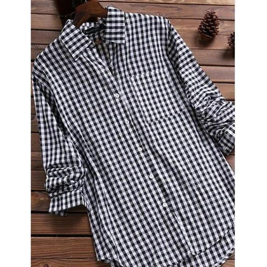 Women's Comfortable Fit Checked Shirt Blouse