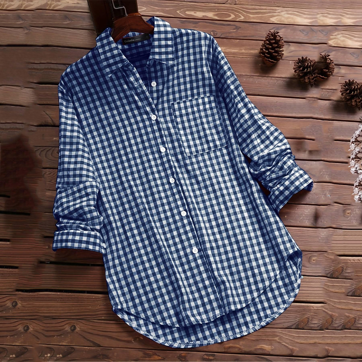 Women's Comfortable Fit Checked Shirt Blouse