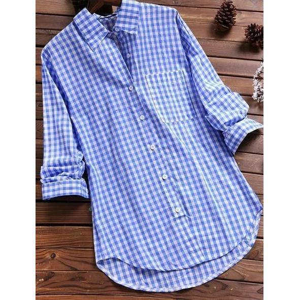 Women's Comfortable Fit Checked Shirt Blouse