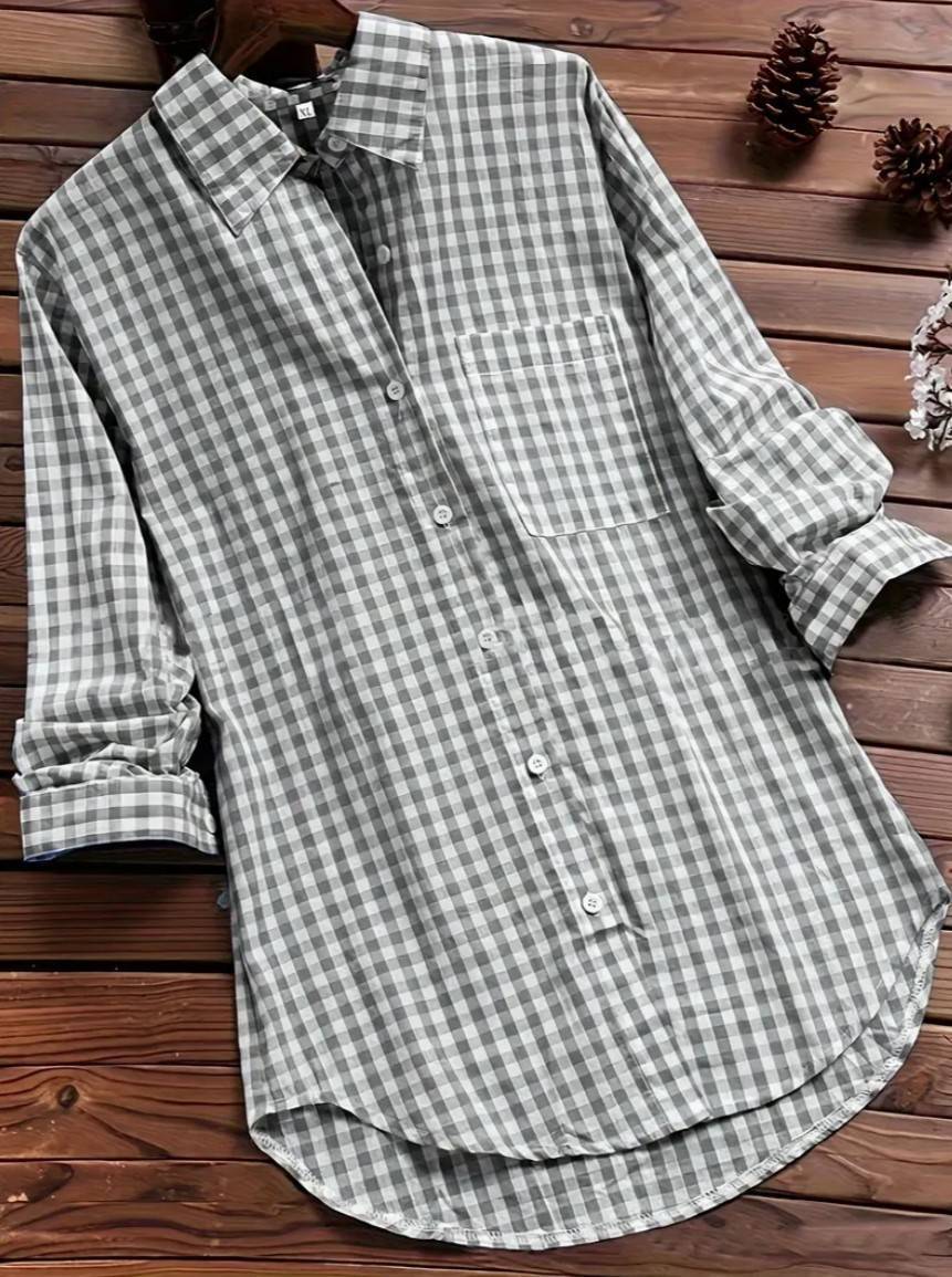 Women's Comfortable Fit Checked Shirt Blouse
