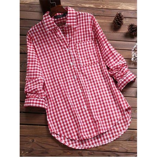 Women's Comfortable Fit Checked Shirt Blouse