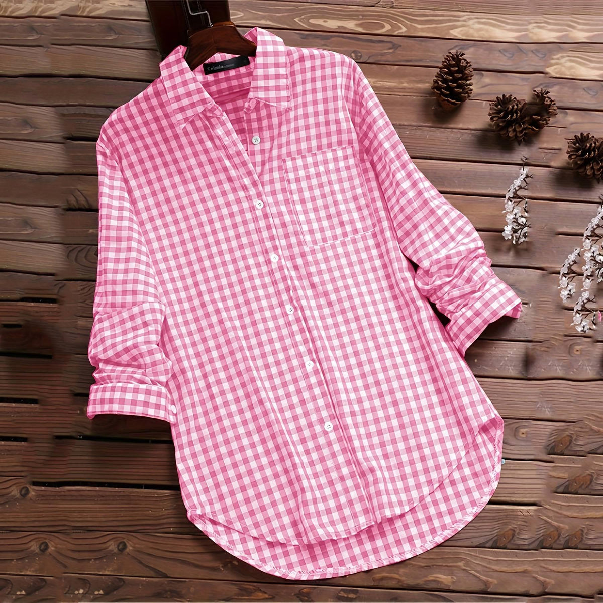 Women's Comfortable Fit Checked Shirt Blouse