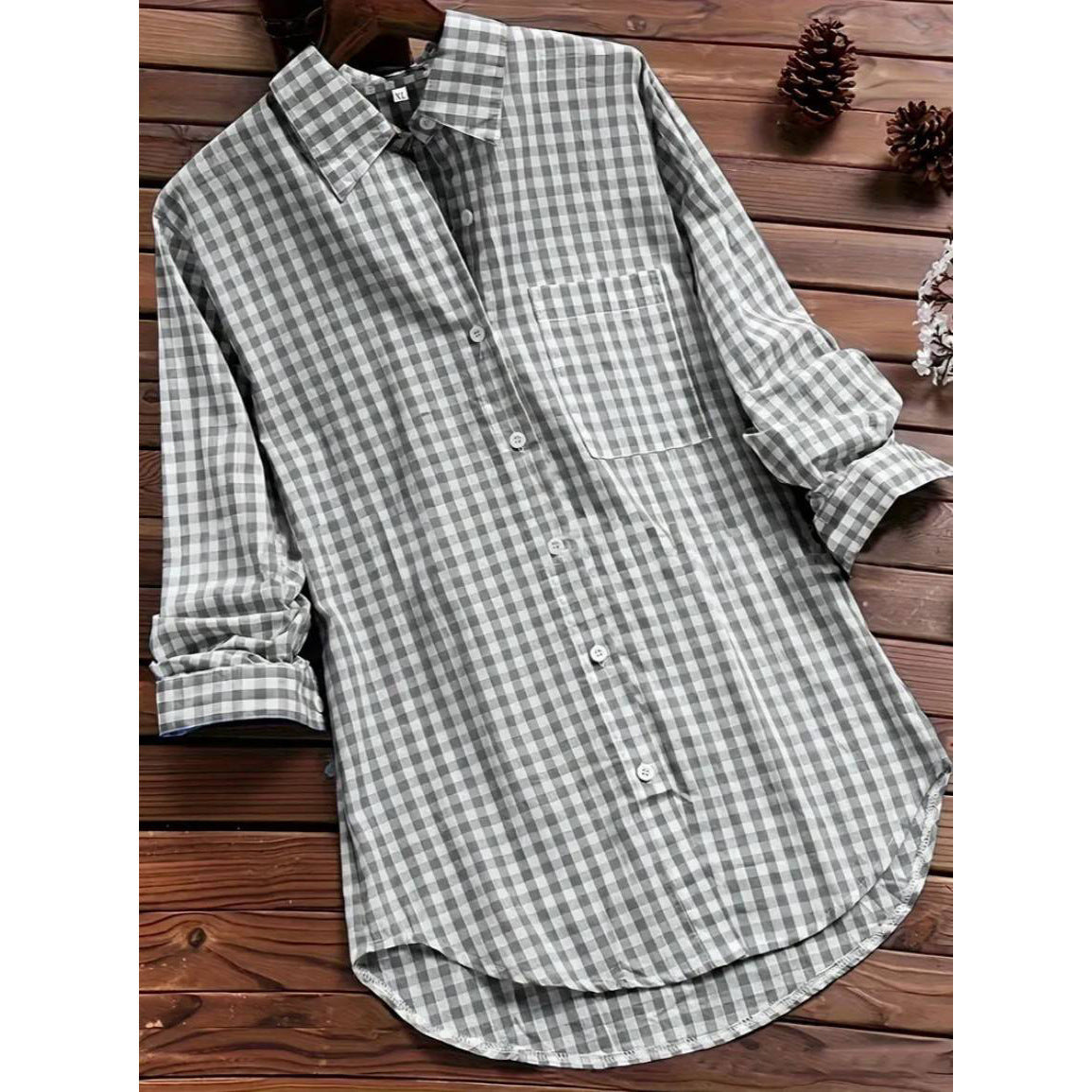 Women's Comfortable Fit Checked Shirt Blouse