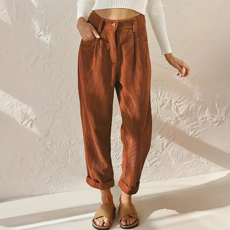 Women's Comfortable High-Waist Wide-Leg Pants with a Casual Look