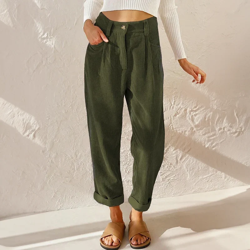 Women's Comfortable High-Waist Wide-Leg Pants with a Casual Look