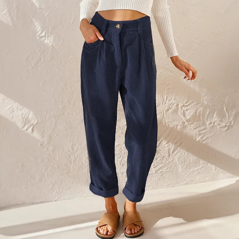 Women's Comfortable High-Waist Wide-Leg Pants with a Casual Look