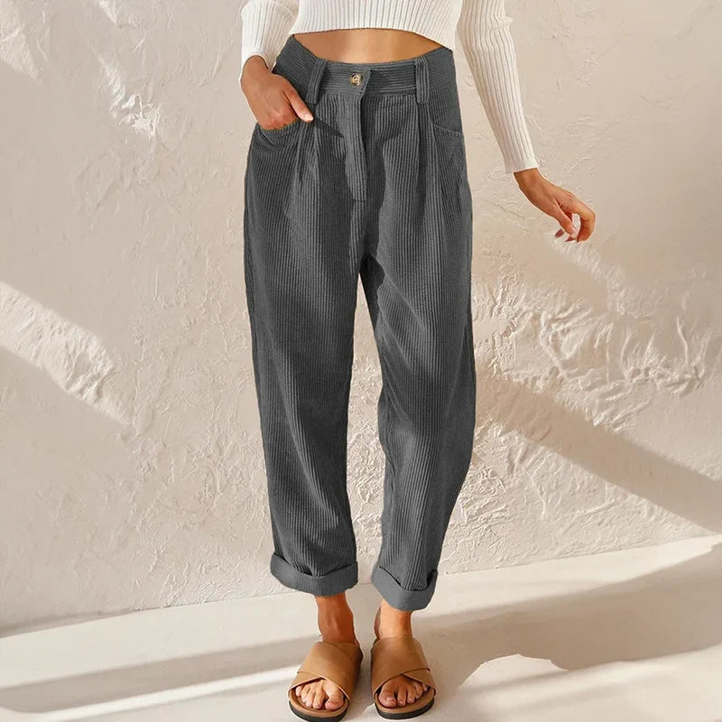 Women's Comfortable High-Waist Wide-Leg Pants with a Casual Look