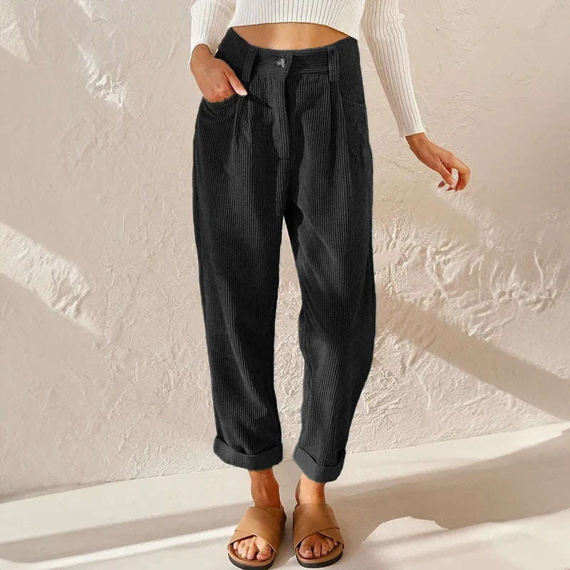 Women's Comfortable High-Waist Wide-Leg Pants with a Casual Look