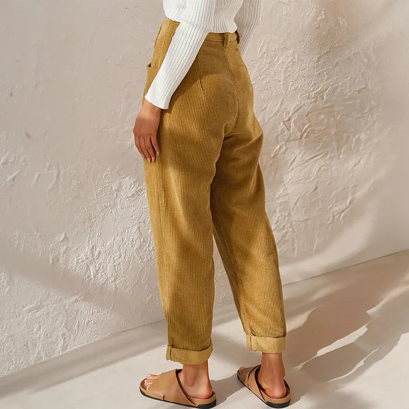 Women's Comfortable High-Waist Wide-Leg Pants with a Casual Look