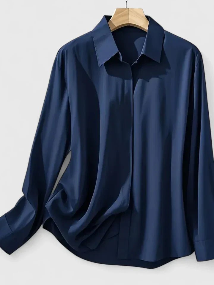 Women's Concealed-Placket Long-Sleeve Button-Down Shirt