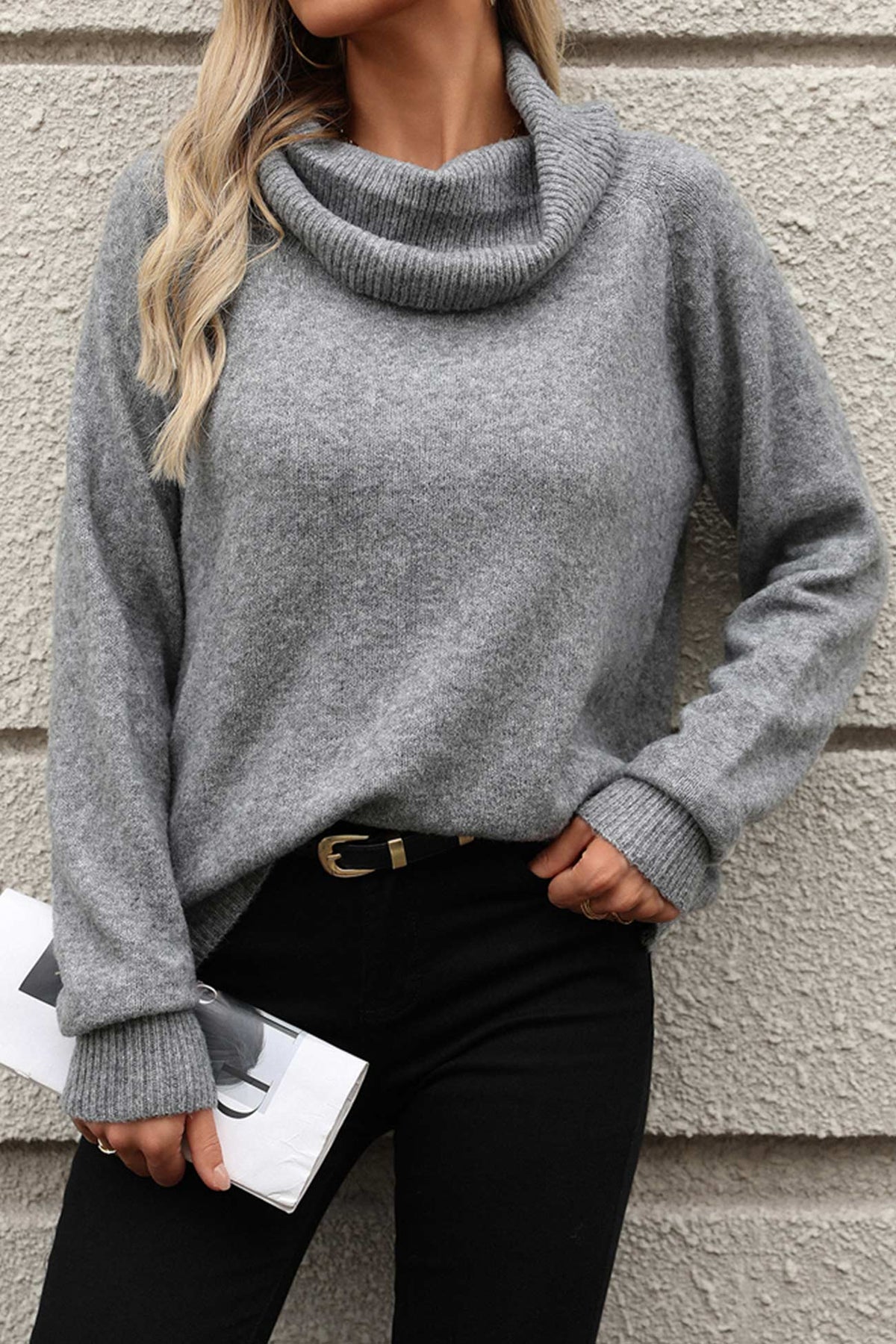 Women's Cowl Neck Long Sleeve Sweater