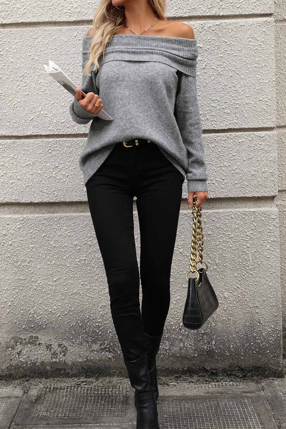 Women's Cowl Neck Long Sleeve Sweater
