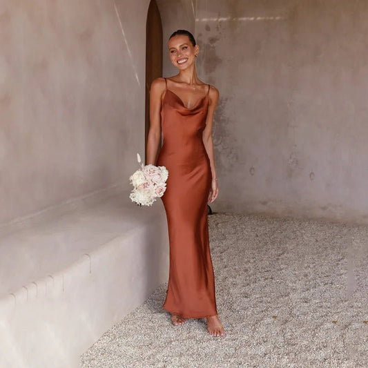 Women's Cowl-Neck Open-Back Bodycon Maxi Dress
