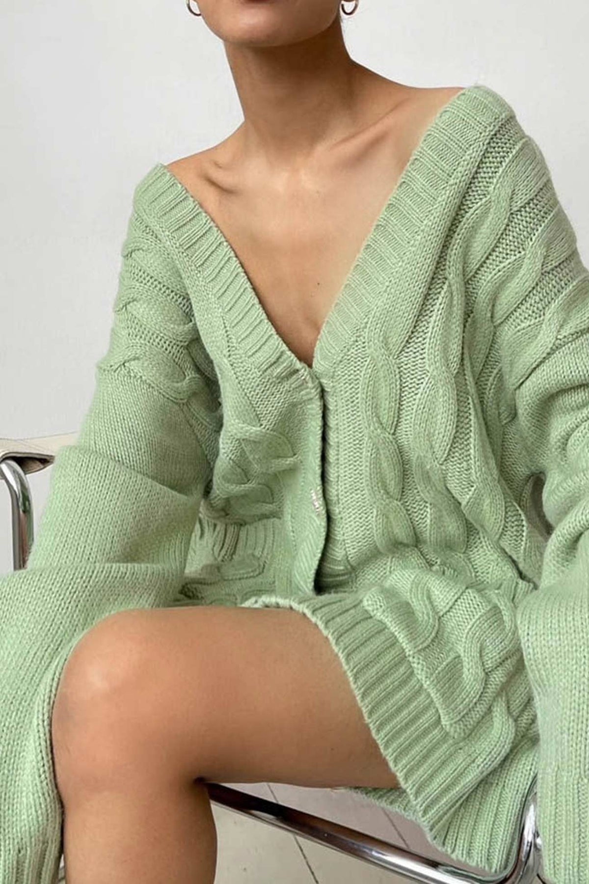 Women's Cozy Oversized Cable Cardigan