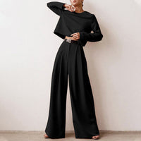 Women's Cropped Long-Sleeved Two-Piece Set