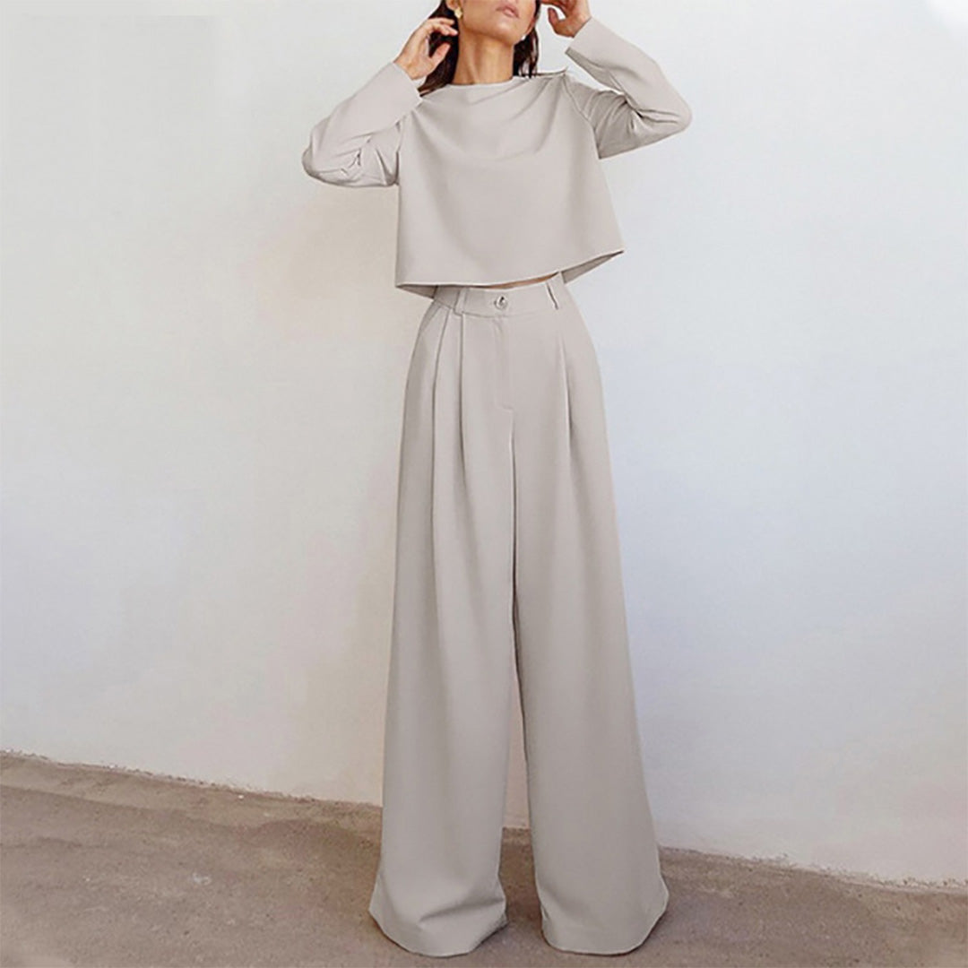 Women's Cropped Long-Sleeved Two-Piece Set
