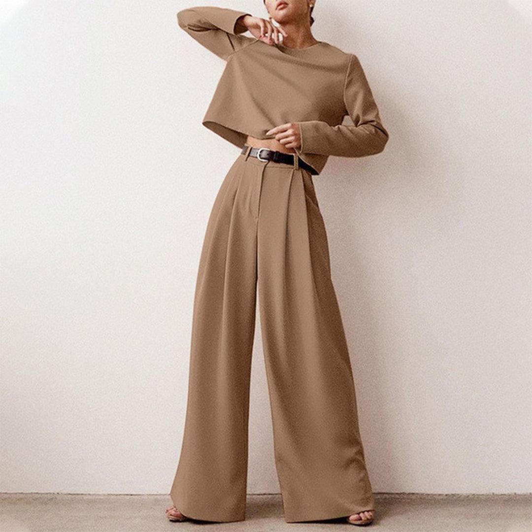 Women's Cropped Long-Sleeved Two-Piece Set