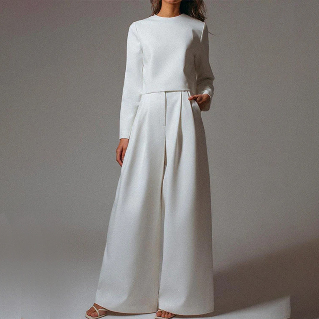 Women's Cropped Long-Sleeved Two-Piece Set