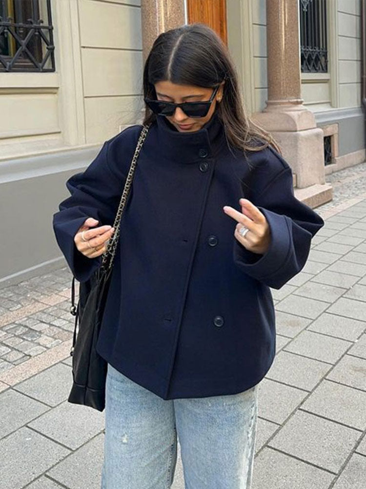 Women's Double-Breasted Coat - Chic and Comfortable