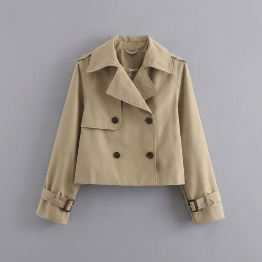 Women's Double-Breasted Cropped Trench Coat