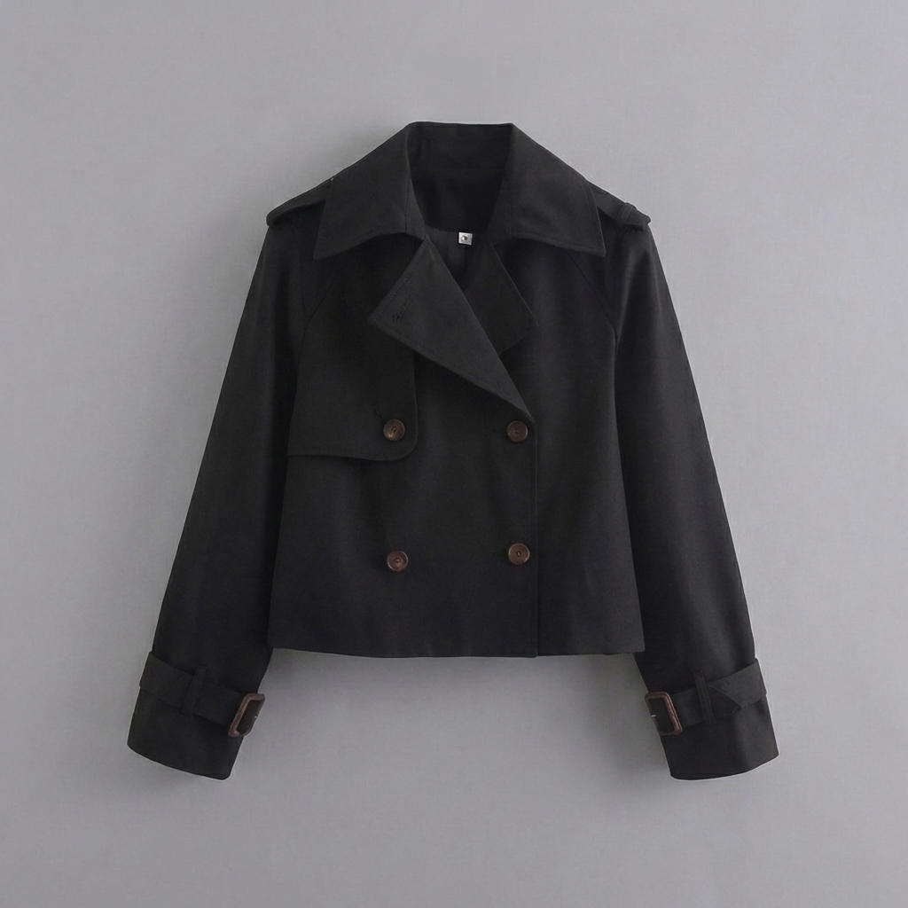 Women's Double-Breasted Cropped Trench Coat